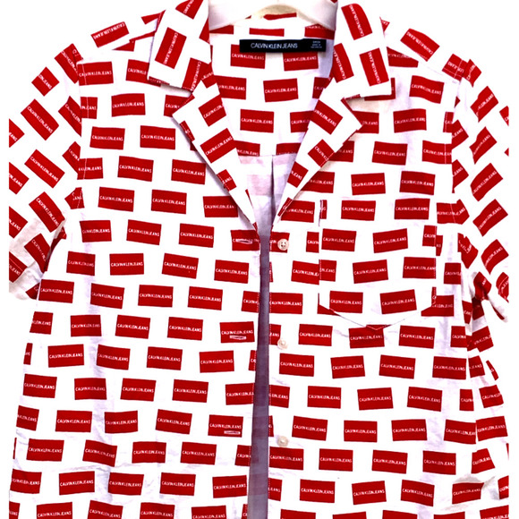 Calvin Klein Logo  Check Shirt Button Up Top Sz S - Picture 6 of 7